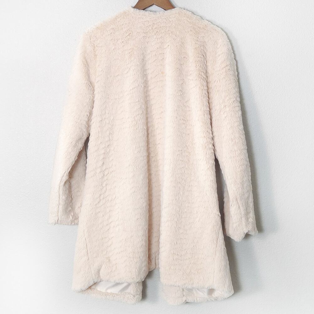 Democracy Faux Fur Coat Cream Teddy Size XL Street Luxe Winter Glam - Picture 2 of 10